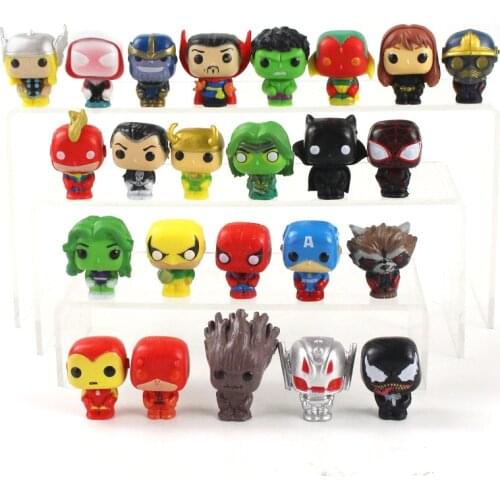 24pcs/set 3.5-5cm Avengers Q Version Captain America Hulk Venom Thor Deadpool Black Panther PVC Superhero Mini Figure Toy