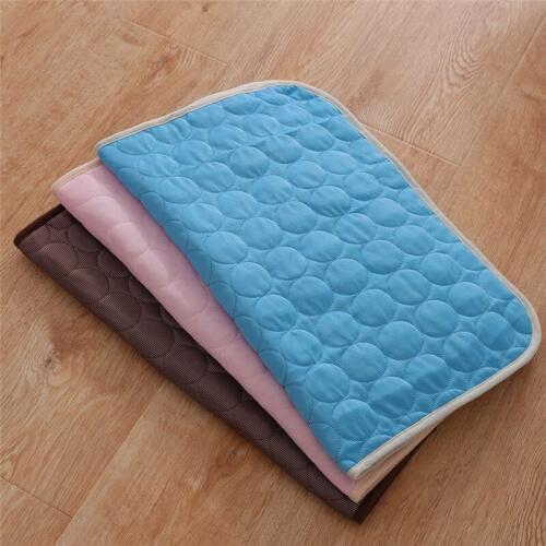 3Color Pet Pad Summer Cooling Mat Dog Beds Mats Pet Ice Pad Cool Cold Silk Moisture-Proof Cooler Mattress Cushion Puppy Sleeping