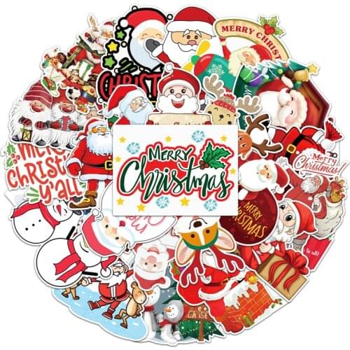 50pcs Christmas graffiti Cartoon Children Stickers Skateboard Guitar Suitcase Girls Waterproof scrapbooking Sticker Kids Toys