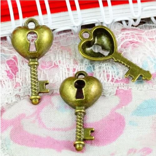 60pcs 25*12MM Vintage key charm keys Pendants fit DIY Handmade necklace earring bracelet Jewelry Making