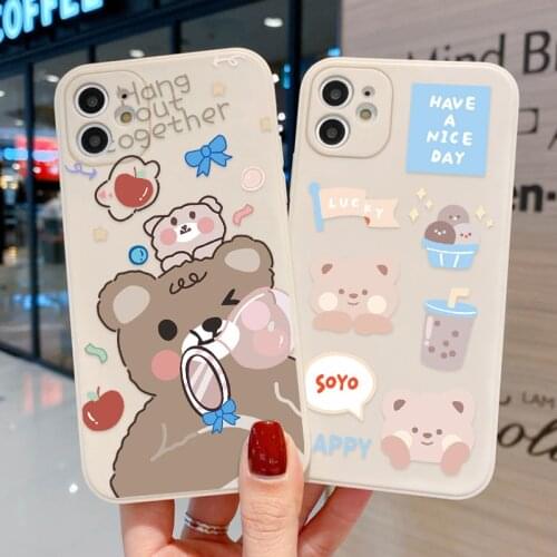 Cases For Samsung A32 Case Silicone Phone Funda Samsung A51 A52 A71 A31 A12 A50 A30s A50s M12 A 51 Luxury Cute Bear Coque Covers