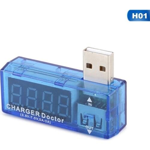 Blue Digital USB Mobile Power Charging Current Voltage Tester Meter USB Charger Doctor Voltmeter Ammeter Turn Transparent
