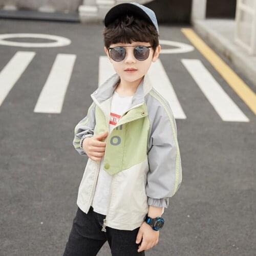 Kids boys spring / autumn spell color letters printed hooded jacket new big virgin casual jacket 6-12 years old