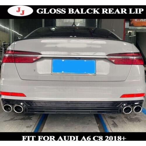 For Audi A6 S6 Sline C8 2019 2020 2021 ABS Rear Bumper Lip Spoiler Diffuser Trunk With Exhaust Tips