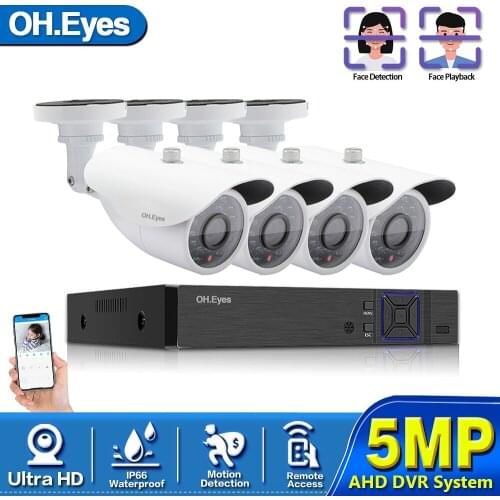 Home camera cctv system 4CH 6 in 1 AHD TVI CVI CCTV Kit 5.0MP indoor Outdoor Weatherproof Surveillance Security Camera System