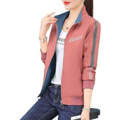 Double-sided wear jacket women spring and autumn 2021 new baseball uniform fashion jacket casual top