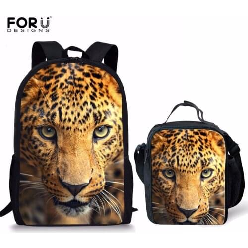 FORUDESIGNS School Backpack Set Fashion Family Set Backpack Tiger Lion Backpack Toddler Kid School Bag Student School Bag Custom