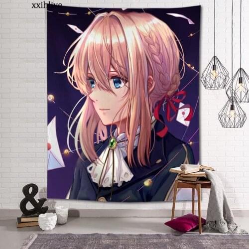Custom Tapestry Violet Evergarden Printed Large Wall Tapestries Hippie Wall Hanging Bohemian Wall Art Decoration Room Decor