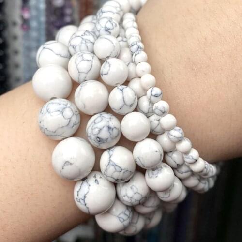 Stone White Turquoise Round Beads For Jewelry Making Diy Handmade Bracelet Charm Accessories 4-12mm 15'' Wholesale