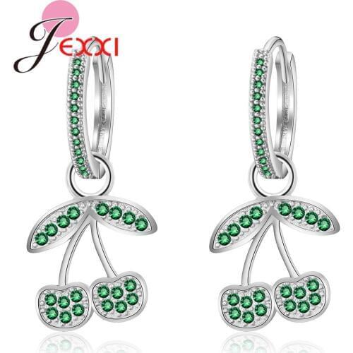 Classic AAA+ Cubic Zirconia Earrings for Women Rose Gold Silver Jewelry Pretty Cherry Fruit Design Christmas Day Gift