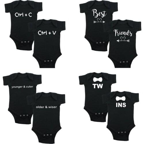 Twin Baby s Two Piece Ctrl + V Ctrl + C Copy and Paste Infant Baby Short Sleeve Bodysuits Baby Shower Gift for Him Her