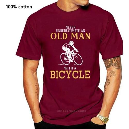 Printed Round Men Tshirt Cheap Price Never Underestimate An Old Man With A Bicycle T-shirtfunny tee fashion print design