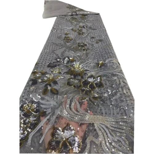 SJ Lace African Wedding Lace Fabric Embroidered Nigerian Lace Fabric 2021 High Quality French Net Lace Fabric With Sequins zx5-7