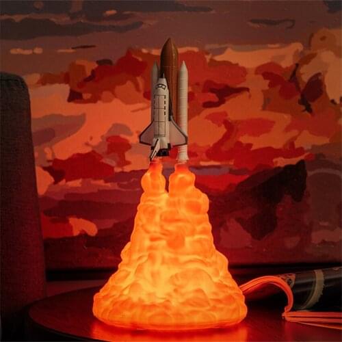 Space rocket model small night lights childrens room bedroom lamp gift led novelty night lamps 3D printed decor lighting