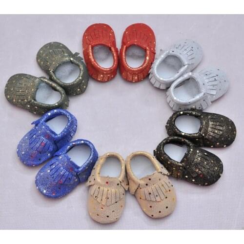 Polka dot printed Genuine leather tassel baby shoes moccasins slip on infant shoes
