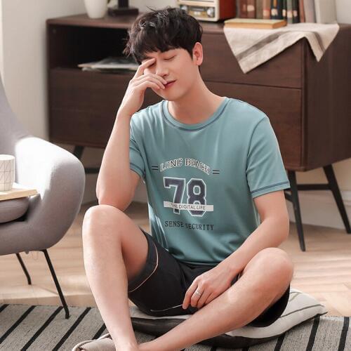 Men 2019 new Korean cotton summer pajamas fashion short sleeve shorts thin casual men pajama sets mens pajama set pajama set