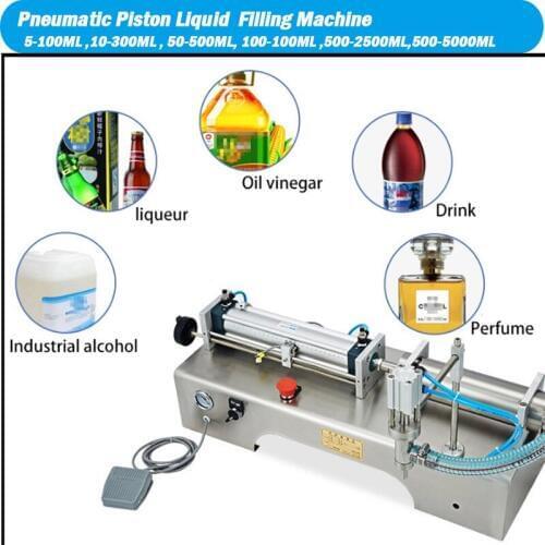 Pneumatic Piston Liquid Filler Shampoo Gel Water Wine Milk Juice Vinegar Coffee Oil Drink Detergent Filling Machine