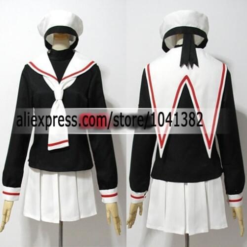 Full Set Cardcaptor Sakura Card Captor Sakura School Uniform Anime Cosplay Costume With Hat customized any size
