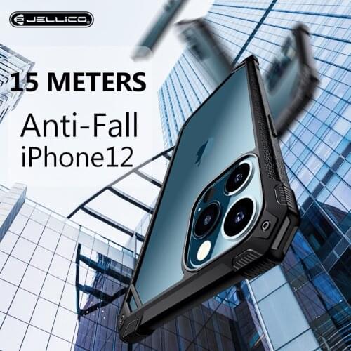 Jellico Shockproof Case For iPhone 12 Pro Case Transparent Glass Case Protective Fitted Thin Cover For iPhone12 Mini Pro Max
