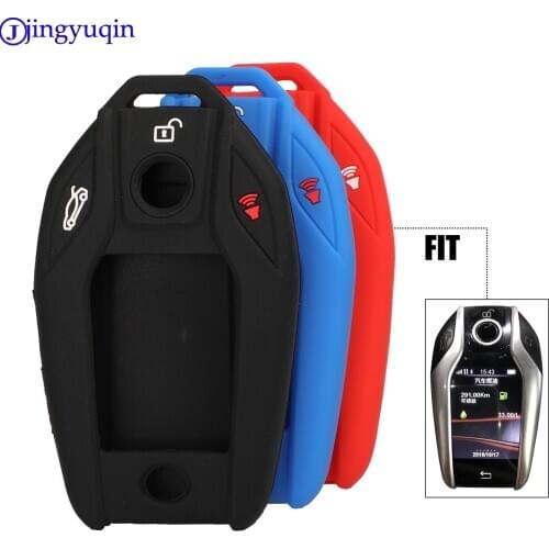 Jingyuqin 3B Remote Car Key Silicone Cover Case For BMW 2016 2017 7 Series Display Styling Holder