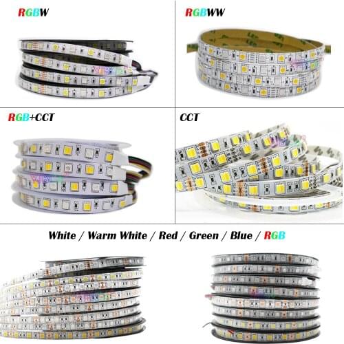 5M 300LEDs SMD 5050 RGB LED Strip Waterproof CCT RGBCCT RGBW RGBWW white warm white Light Strips Flexible Lamp Tape DC 12V 24V