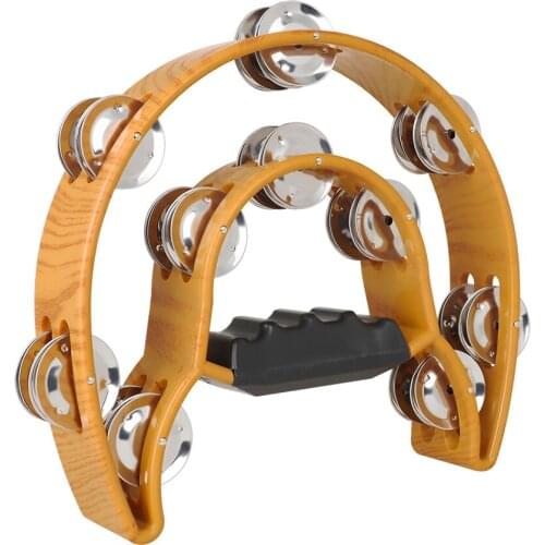 Half Moon Drum Orff Tambourine 1PC Tambourine Percussion Musical Instruments Hand Bell for party Compact Double Half Moon Drum