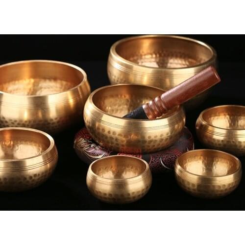 Nepal Handmade Tibet Buddha Sound Bowl Yoga Meditation Chanting Bowl Brass Chime Handicraft Music Therapy Tibetan Singing Bowl