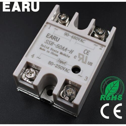 Solid State Relay SSR-50AA-H 50A 80-250V AC TO 90-480V AC SSR 50AA-H relay solid state Resistance Regulator