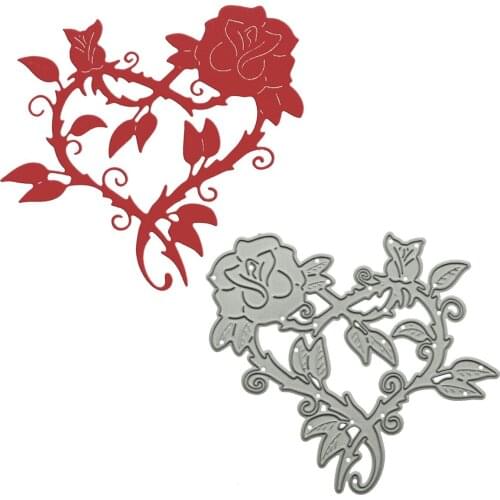 Heart Shaped Rose Pattern Metal Cutting Dies For Scrapbooking Craft Paper Cutter Mold For Handmade Scrapbook Clipart Decoration