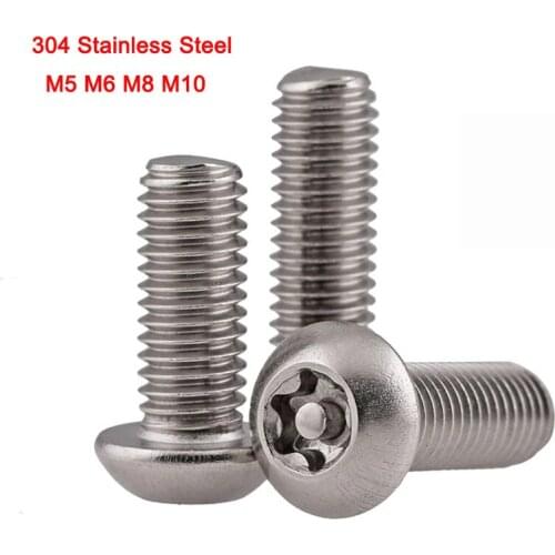 GB/T2672 304 Stainless Steel Pan Head Torx Security Screw Inside Plum Flower Belt Pillar Type Anti-theft Bolt M5 M6 M8 M10