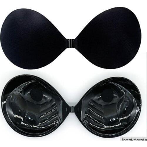 New 3cm Thick Sexy Padded BraPush Up Women Open Bra Without Straps Bra Self Adhesive Palm Shaped Black and Beige