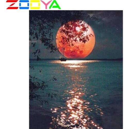 Zooya Diamond Painting Full Moon Diamond Rhinestone Embroidery Diamond Painting Set Landscape Cross Stitch Mosaic Gift Sp476