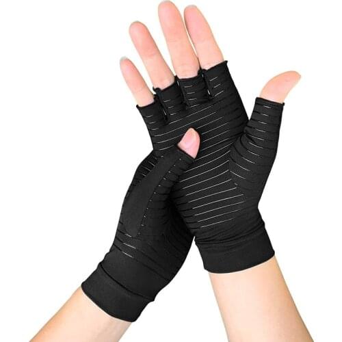 1 Pair Compression Arthritis Gloves for Women Men Joint Pain Relief Half Finger Brace Therapy Wrist Support Anti-slip