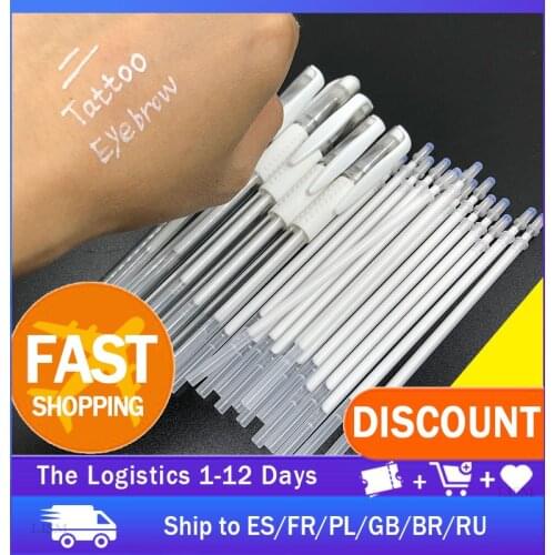 100pcs White Tattoo Marker Pen Permanent Makeup Eyebrow Microblading Accessories Scribe Tools Piercing Marker Position Supply
