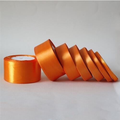 25Yards/ 6mm-50mm Orange Yellow Silk Satin Ribbon Wedding Gift Box Packaging Accessories DIY Material For Prom Decoration D7