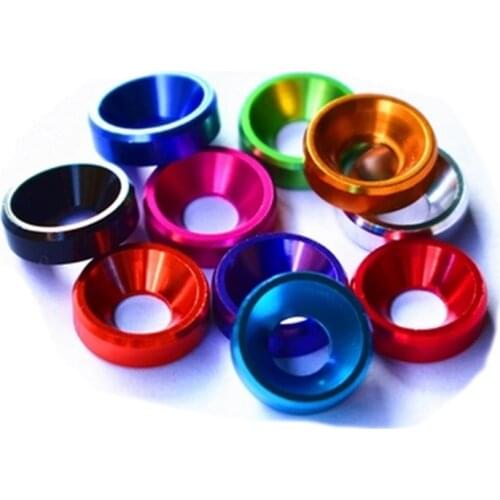 5Pcs M8 Aluminum alloy Wear resistant Flat Countersunk head Screw bolt color washer Gasket meson