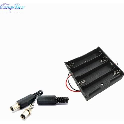 50Pcs 4x18650 Battery Case Holder Socket Wire Junction Box With 15cm Wires, 5.5/2.1 DC Plug