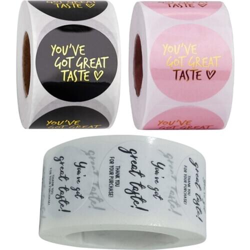 500pcs/roll You‘ve Got Great Taste Round Adhesive Paper Stickers Business Baking Sealing Labels Handmade DIY Packaging Sticker