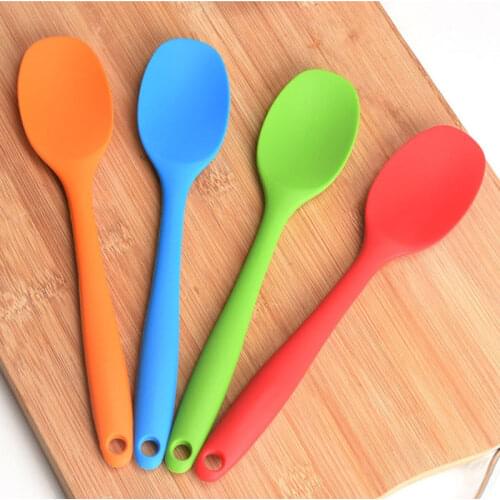 4Color 210mm Universal Flexible Heat Resistant Silicone Spoon Scraper Spatula Ice Cream Cake for Shovel Kitchen Tool Utensil
