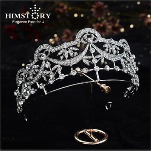 Himstory European Vintage Crystal Bridal Tiaras Crowns Women Rhinestone Pageant Diadem Wedding Hair Accessories Headband Jewelry