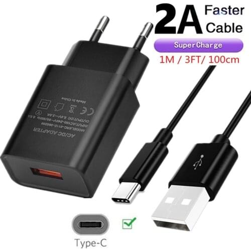 Fast Phone Charger Type-C USB Cable Quick Charge EU Plug For Motorola Moto G8 G9 G7 Power Plus Play Samsung A52 Phone Adapter