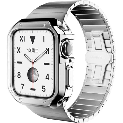 TUP Case+Stainless Steel Strap For apple watch 6 SE 5 4 band 44mm 40mm Metal bracelet Bumper Cover for iwatch band 38mm 42mm