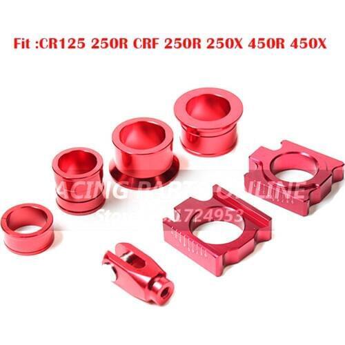 CNC Aluminum Rear Chain Adjuster Axle blocks with wheel busher Spacer sleeve and Brake clevis for CR125 CRF 250X 450R Dirt bike