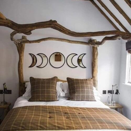 5 Pcs Scandinavian Natural Decor Decorative Mirror Interior Design Moon Phase Mirror Bohemian Wall Decoration home decor miroir