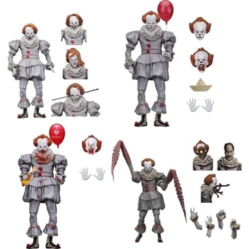 4 styles NECA The Move IT Pennywise Joker PVC Action Figure Toy Doll Horror Halloween Gift 18cm