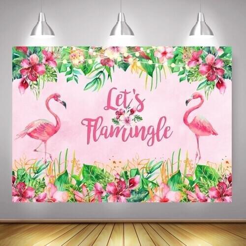 Mocsicka Flamingo Aloha Backdrop Summer Luau Party Background Lets Flamingle Tropical Newborn Birthday Backdrop Photography