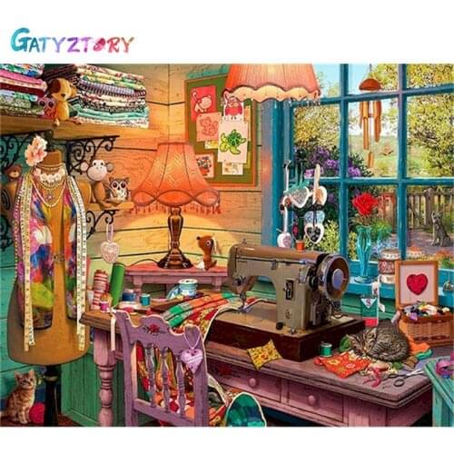Gatyztory Painting By Numbers Cartoon Shop Picture Drawing On Canvans Acrylic Paint Coloring By Numbers Home Decor Artwork