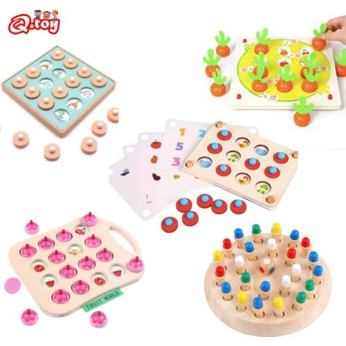 Montessori Puzzles Match Color Pattern Chess Wooden Board Games Cognitive Ability Learning Educational Toys For Kid
