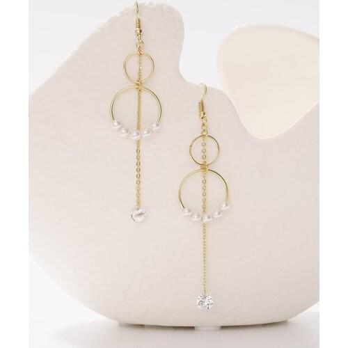 Jaeeyin 2021 Korean Fashion Imitation White Pearl Round Rings Pendant Big Cubic Zircon Charms Earrings for Women Accessory Craft