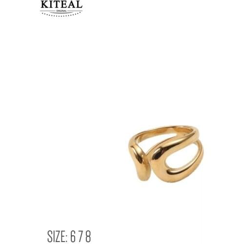 KITEAL online shopping india Gold Vermeil size 6 7 8 Female Friend womens rings Open, double layer men ring Prom Accessories